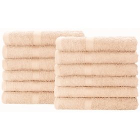 Hometex 100% Cotton Lightweight Hand Towels 12-pk. (16” x 27”), Vanilla