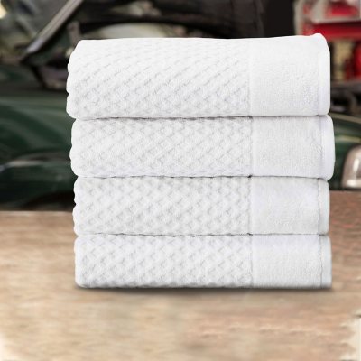 The Clean Store 100% Cotton White Diamond Bath Towels (4-Pack)