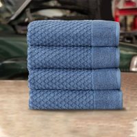 Hometex 4 Pack Super Sized Diamond Drying Towels (Blue), 27" x 54"