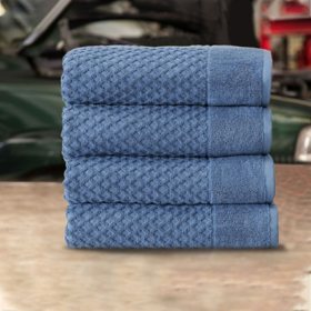 Hometex Super Sized Diamond Drying Towels, 27" x 54", Blue (4 pk.) 