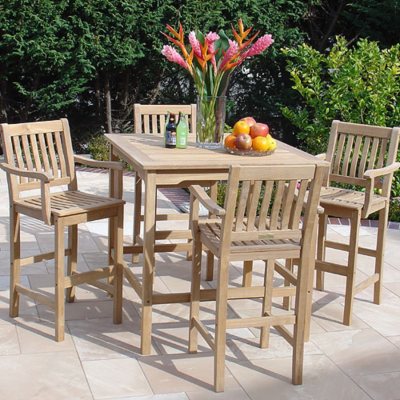 Teak High Bar Square Table Dining Set - 5 pc. - Sam's Club