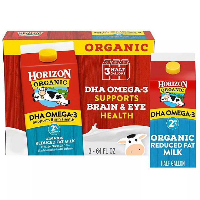 Horizon Organic 2% Reduced Fat Milk with DHA Omega-3 3 ct.