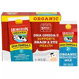 Horizon Organic 2% Reduced Fat Milk with DHA Omega-3 (3 cartons)