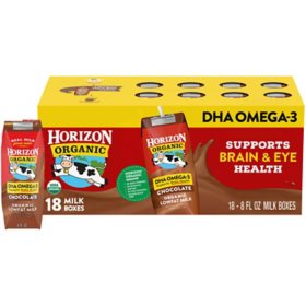 Horizon Organic Lowfat Chocolate Milk with DHA Omega-3 8 fl. oz., 18 pk.