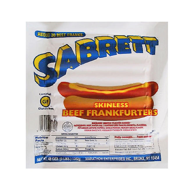 Sabrett Skinless Beef Frankfurters 30 ct.