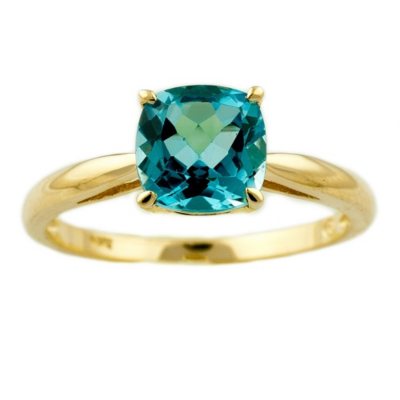 1.80 ct. Cushion-Cut Blue Topaz Ring in 14k Yellow Gold - Sam's Club