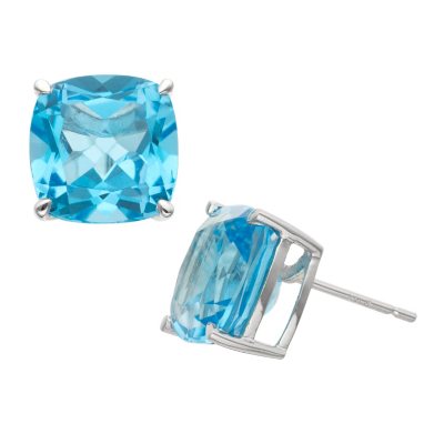 TRTD BLUE TOPAZ EARS 10MM CUSHION-14KW - Sam's Club