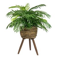 Faux 30" Phoenix Palm in Handwoven Tripod Stand Basket