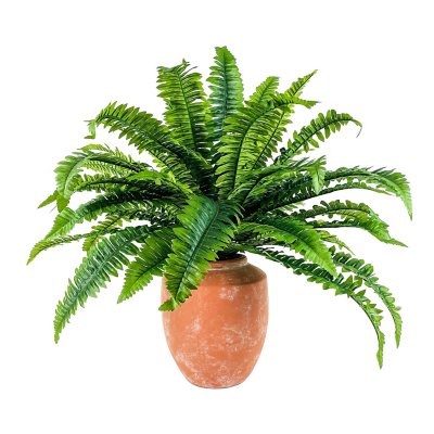 Faux 30" Boston Fern in Rustic Terra Cotta Planter