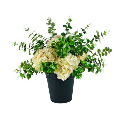 Artificial 28" Hydrangea and Eucalyptus Mix in Plastic Pot