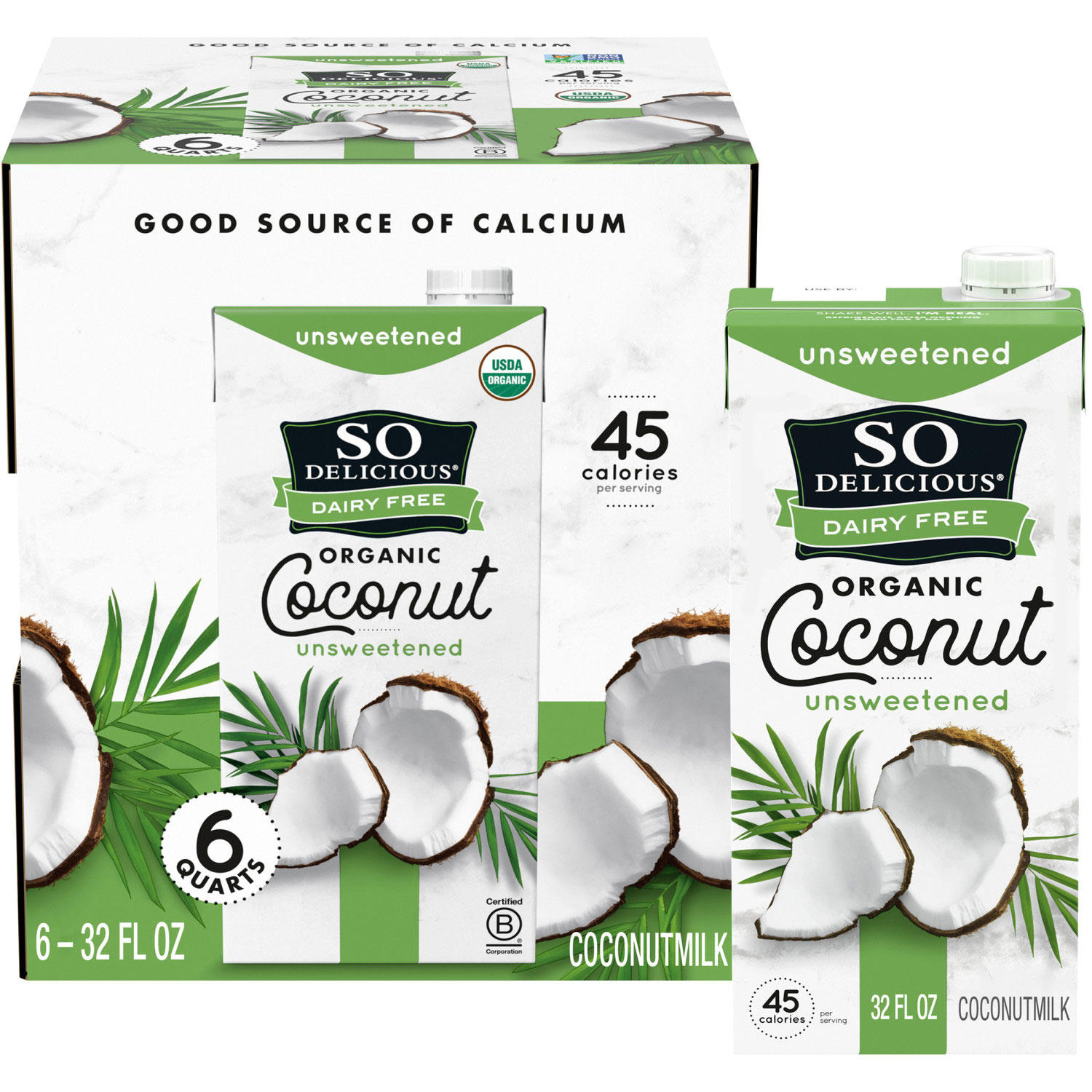 So Delicious Dairy Free Organic Coconut Milk Aseptic (32 fl. oz. carton, 6 pk.)