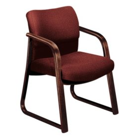 HON - 2900 Series Guest Arm Chair - Burgundy /Mahogany Finish Wood