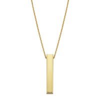 14K Yellow Gold Poished Vertical Bar Necklace