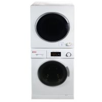 Stackable set of 1.6 cu.ft Compact Super Washer & 3.5 cu.ft Compact Short Dryer, White - GW 824 & GD 850
