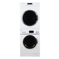 Stackable set of 1.6 cu.ft Compact Super Washer & 3.5 cu.ft Compact Standard Sensor Dryer, White - GW 824 & GD860V