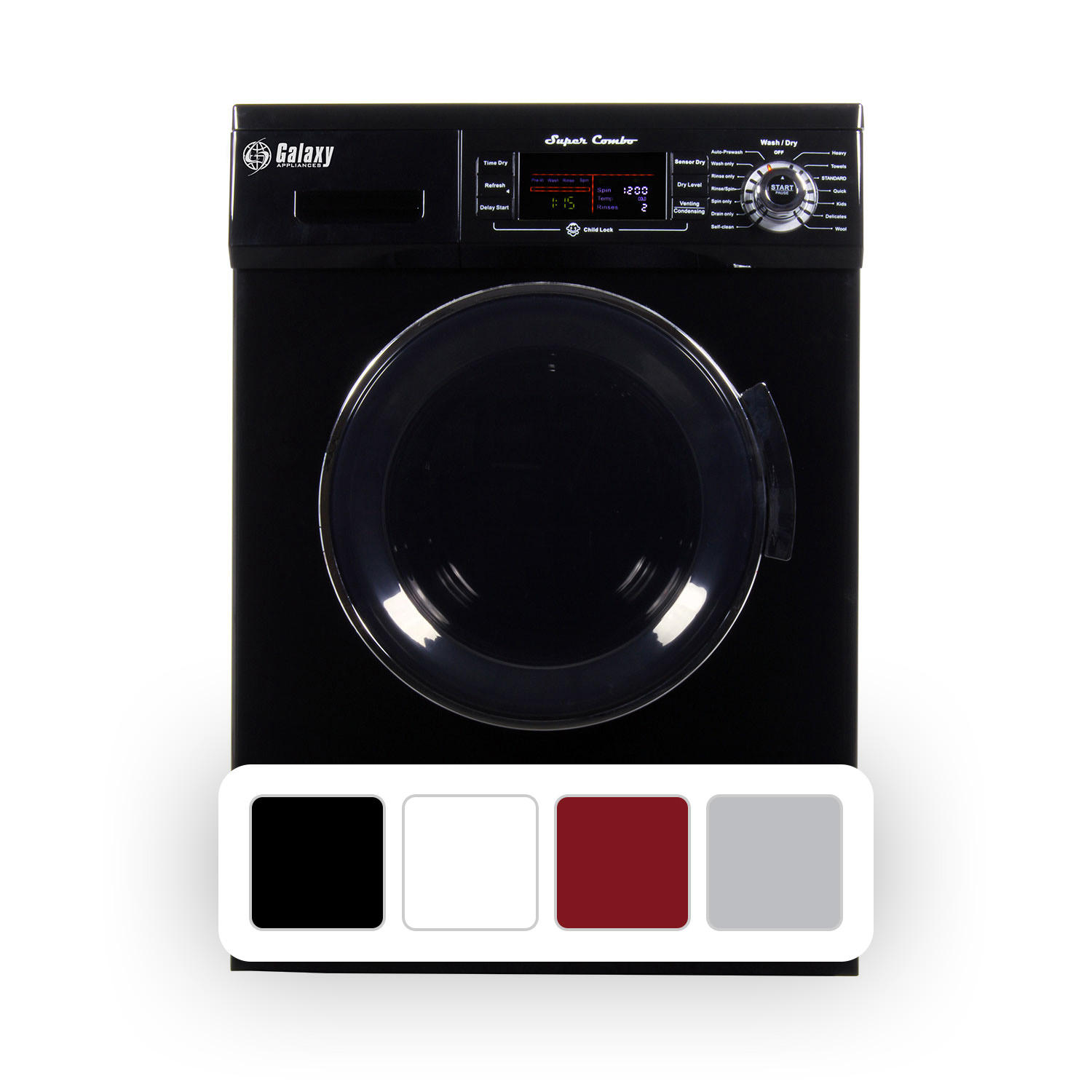 Galaxy All-in-One Electric Washer &amp; Dryer Combo (Black)
