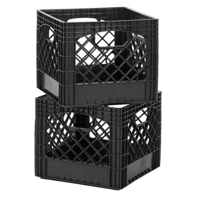 Crate Storage Bins Milk Classic Commercial Stackable Crates Grade Plastic Black 