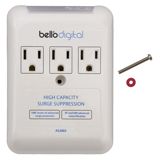 Bell'O Digital 3-Outlet In Wall Appliance Surge Protector