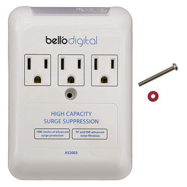 Bell’O Digital 3-Outlet In Wall Appliance Surge Protector