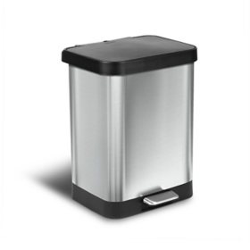 GLAD Anti-Microbial Odor Protection 13 Gallon Stainless Steel Step Trash Can		