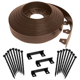 EasyFlex 2.5" Tall Wall No-Dig Landscape Edging Kit - 40', Brown