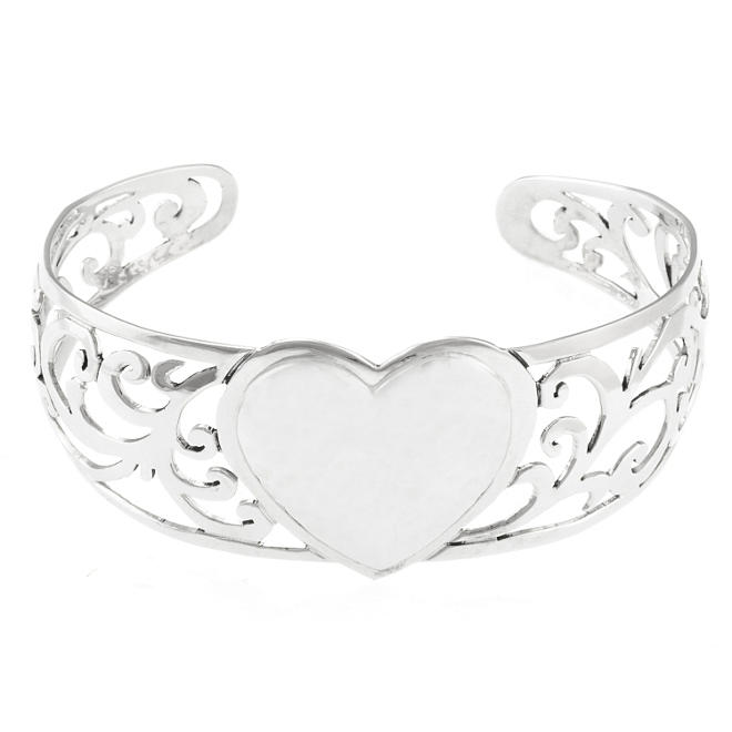 Sterling Silver Hammered Heart Cuff Bracelet