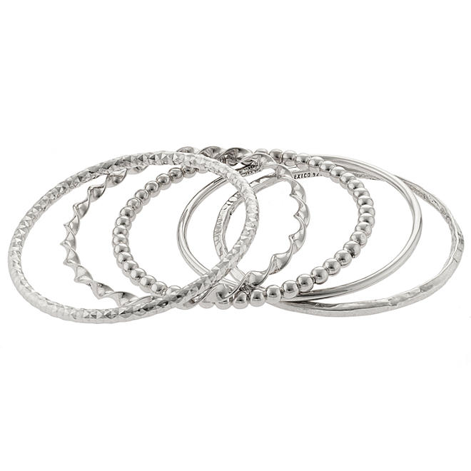 Sterling Silver Set of 5 Stackable Bangles