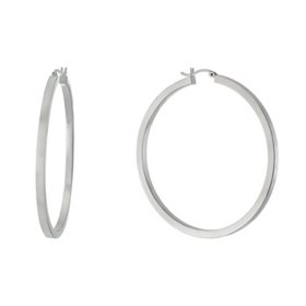 Sterling Silver 60mm Square Tube Click-Top Hoop Earrings
