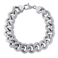 Italian Sterling Silver Oversized Curb Chain Bracelet
