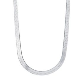 Italian Sterling Silver Herringbone Chain Necklace		