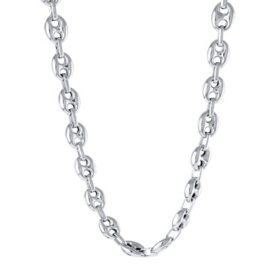 Italian Sterling Silver Puff Mariner Chain Necklace