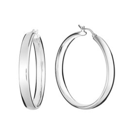 Sterling Silver High Polished Wedding Band Style Hoop Earrings