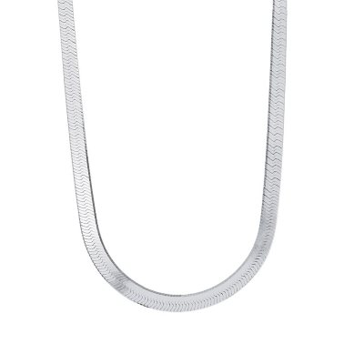 Italian Sterling Silver 5.4mm Herringbone Chain Necklace - 20':- 5.4mm, 20'