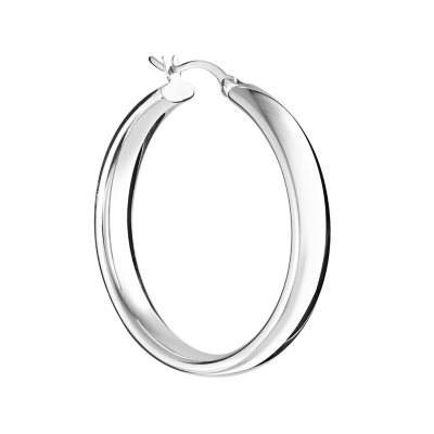 Sterling Silver High Polished Wedding Band Style Hoop Earrings