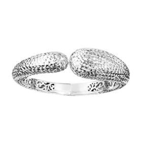 Sterling Silver Diamond Cut Sculpted Bangle