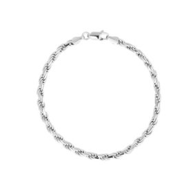 Diamond Cut Rope Chain Bracelet in Sterling Silver