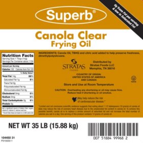 Superb Canola Clear Fry Oil, 35lb.