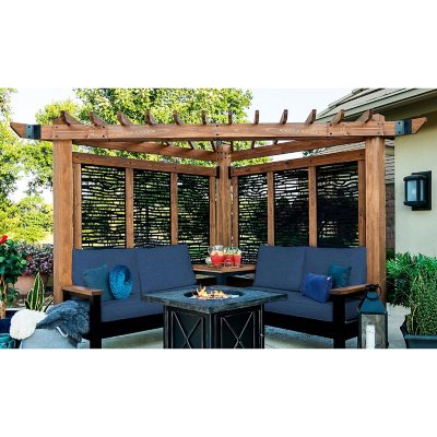 Backyard Discovery Tuscany Cedar Cabana Pergola with Conversation Seating