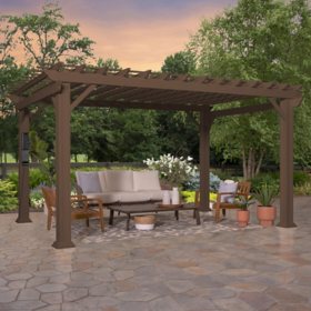 Backyard Discovery 14' x 12' Ashford Traditional Steel Pergola with Sail Shade Soft Canopy