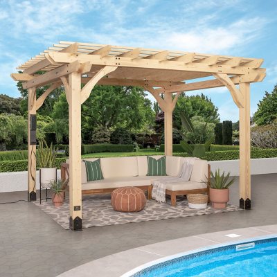 Backyard Discovery 12' x 10' Fairhaven Pergola with Electric (Natural ...