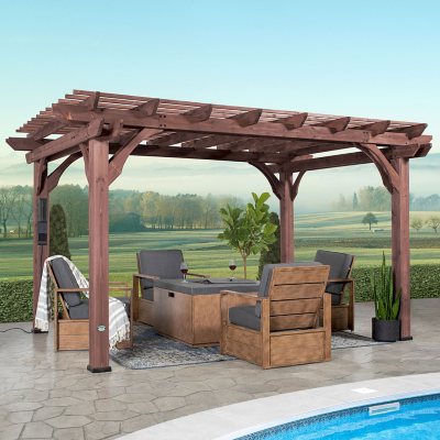 Backyard Discovery 14' x 10' Somerville Pergola with Electric - Dark Walnut