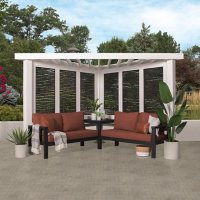 Backyard Discovery Ridgedale Steel Cabana Pergola with Conversation Seating - Canvas Terracotta