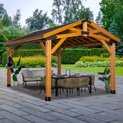 Backyard Discovery 16' x 12' Norwood Cedar Gazebo w/ Electrical, Assembly