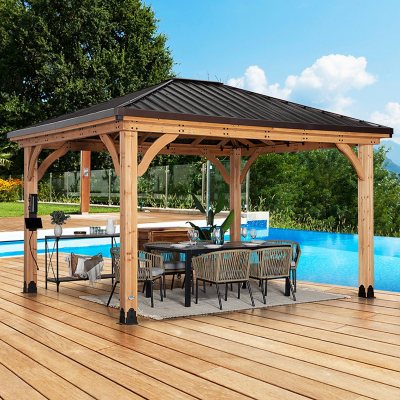 Backyard Discovery 14' x 12' Barrington Cedar Gazebo w/ Electrical, DIY