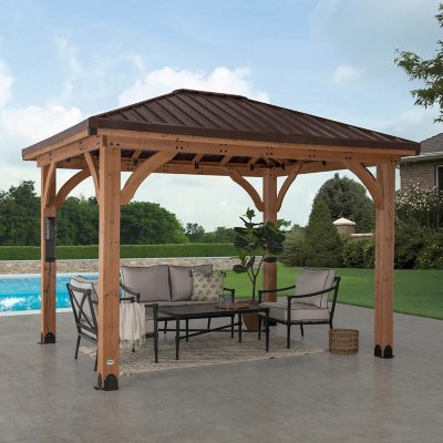 Backyard Discovery 12' x 10' Barrington Cedar Gazebo w/ Electrical, DIY