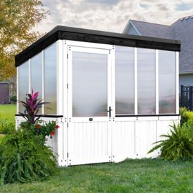 Backyard Discovery 9' x 6' Slant Roof Cedar Greenhouse in White - DIY