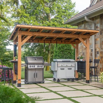 Backyard Discovery Briarton Grill Gazebo XL w/ Cantilever Roof:- Assembled