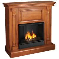 Real Flame Pillar Ventless Gel Fireplace - Oak