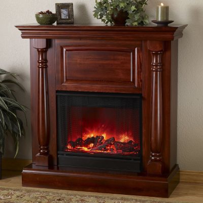 Real Flame Pillar Electric Fireplace - Mahogany - Sam's Club
