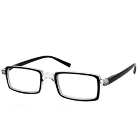 Elton John Eyewear, Rectangle Bullet Readers, Black (Choose Magnification)